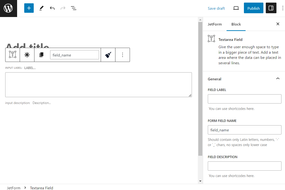 Textarea Field Overview — JetFormBuilder | Crocoblock