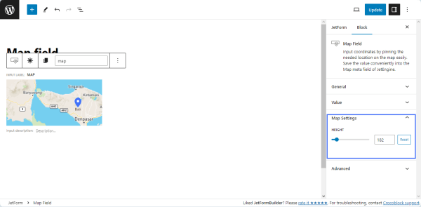 map dimensions settings