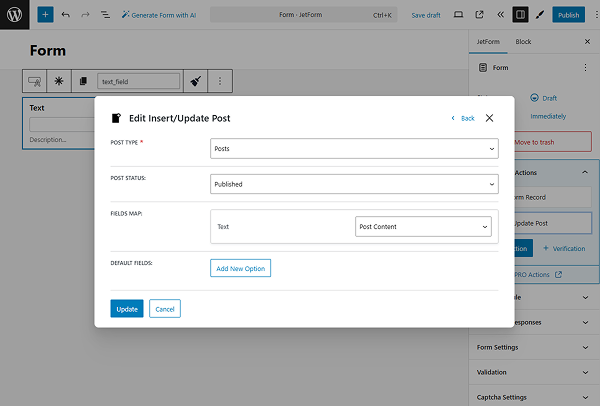 insert update post submit action