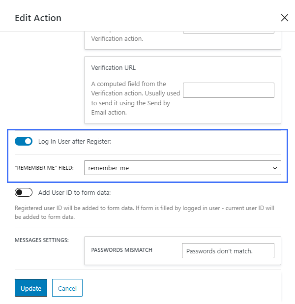 log in user after register toggle