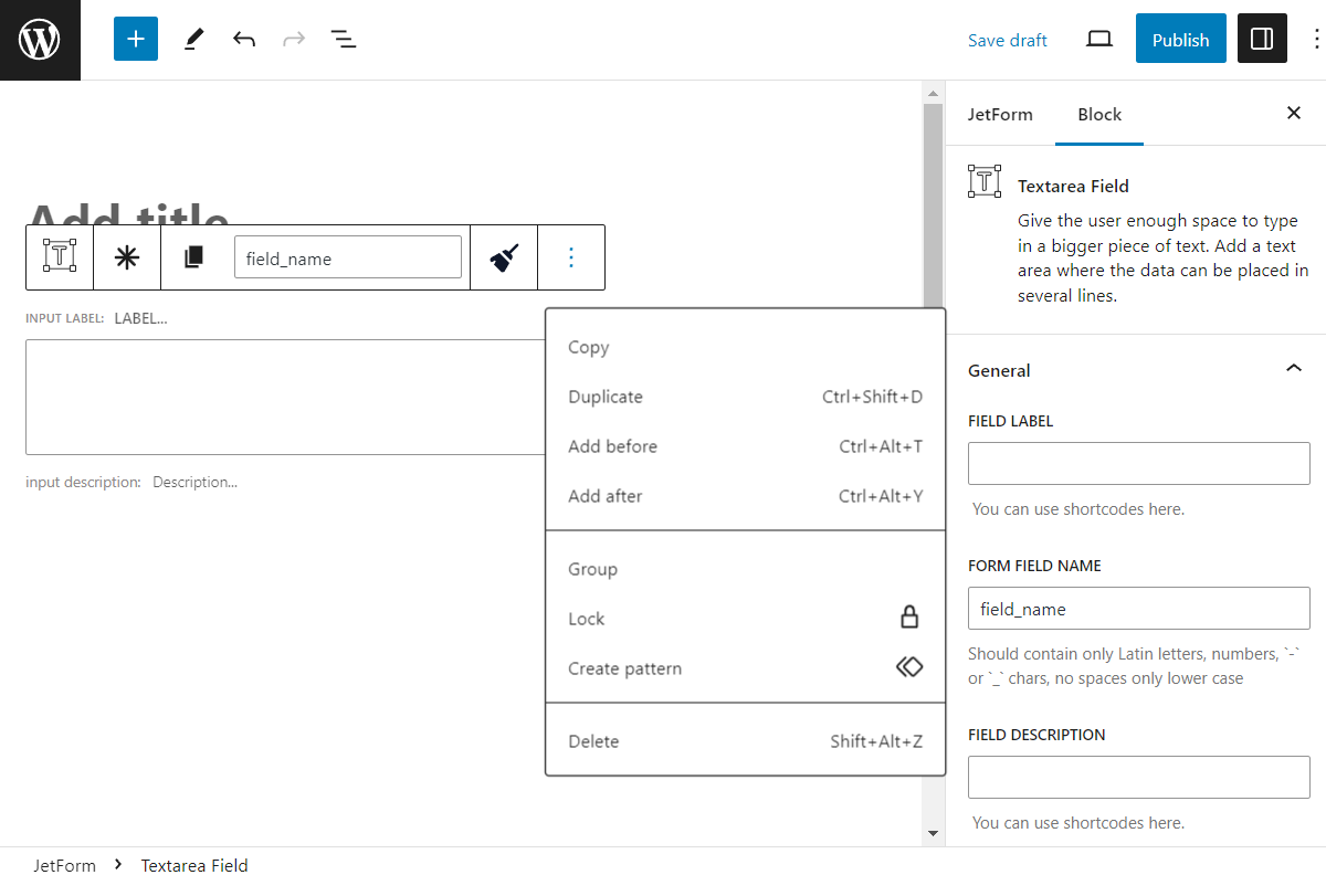Textarea Field Overview — JetFormBuilder Crocoblock