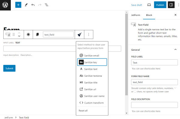 sanitize key feature