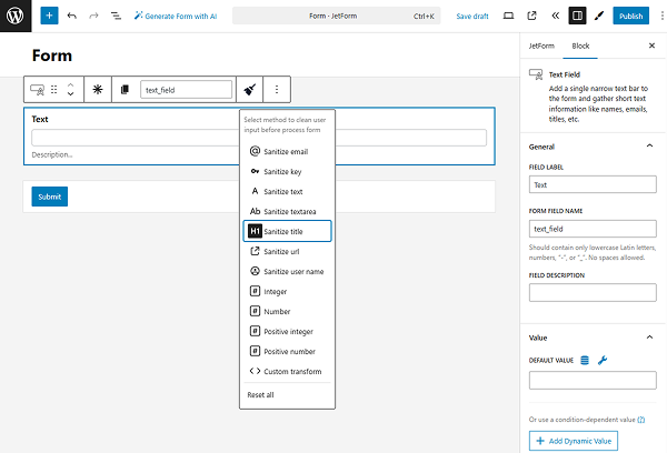 sanitize title method