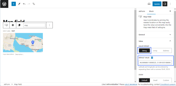 jetformbuilder map field settings