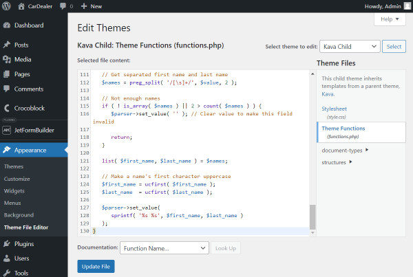 theme functions php