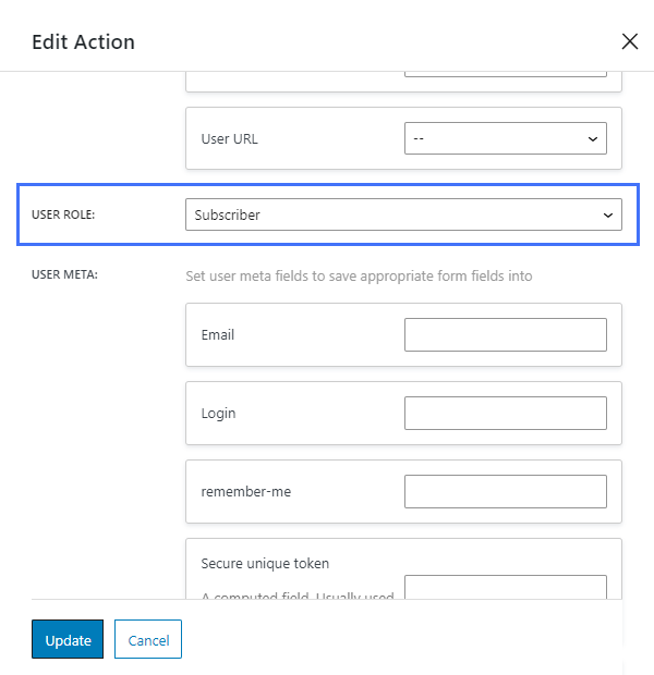 user role setting