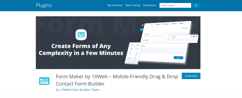 Form Maker free plugin