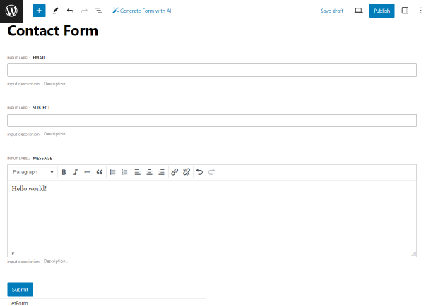 contact form pattern