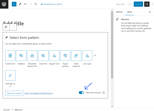 save form records toggle