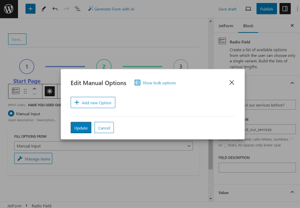 add new option in the edit manual options pop-up