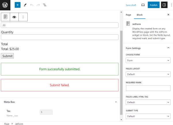 form in gutenberg