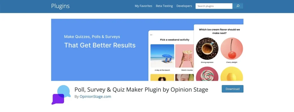 Poll, Survey, and Quiz Maker plugin homepage