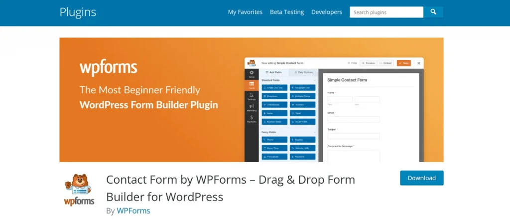 WPForms plugin homepage