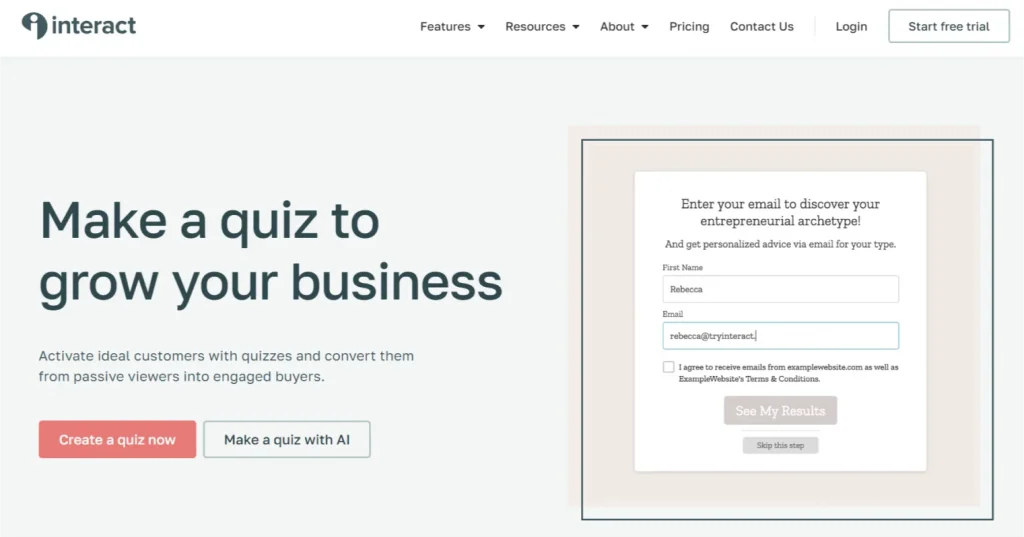 interact quiz maker plugin homepage