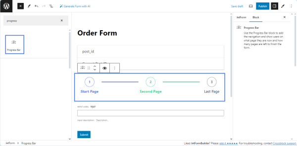 jetformbuilder progress bar block