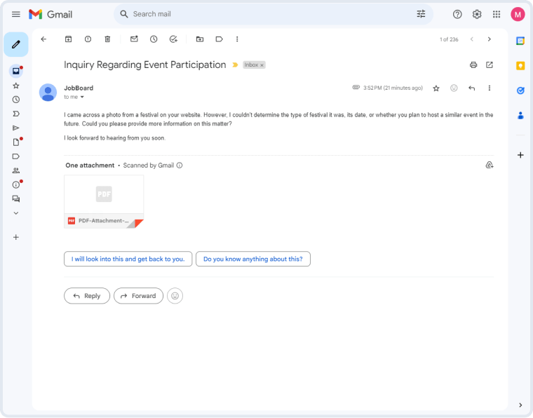 email with pdf attachment