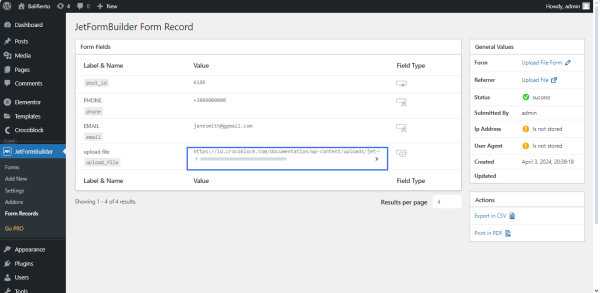 form record data