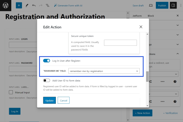 log in and remember user after registration settings in jetformbuilder