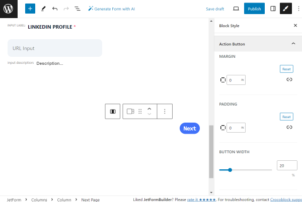 the first next page button style settings