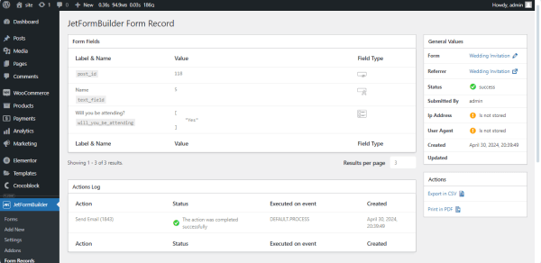 jetform record tab