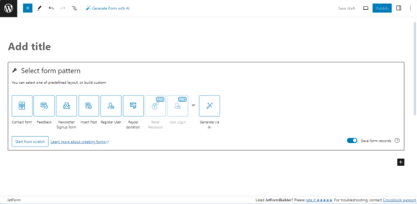 jetformbuilder default form 