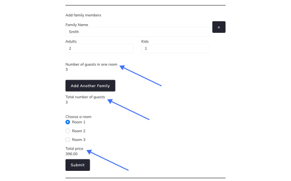 form with calculated field inside and outside repeater result