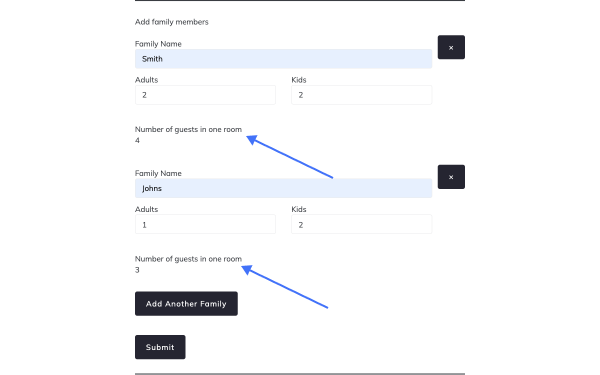 form with calculated field inside repeater result