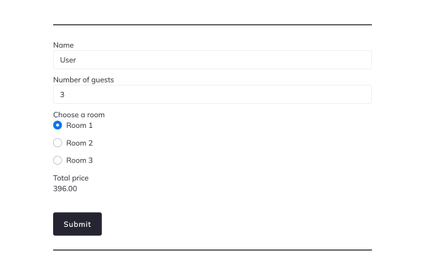 form with calculated and hidden fields