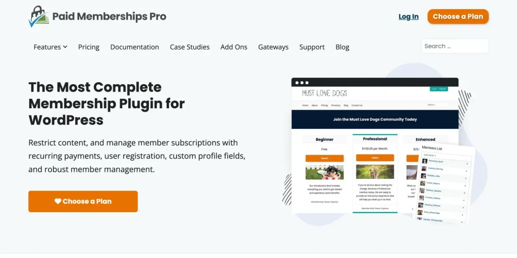 paid memberships pro plugin homepage