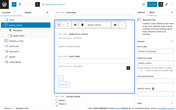 adding text field to the repeater field