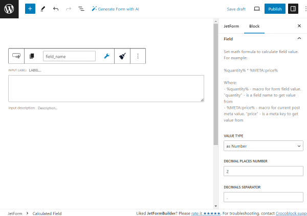 the first part of the field settings