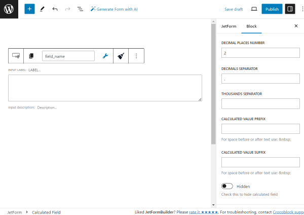 the second part of the field settings