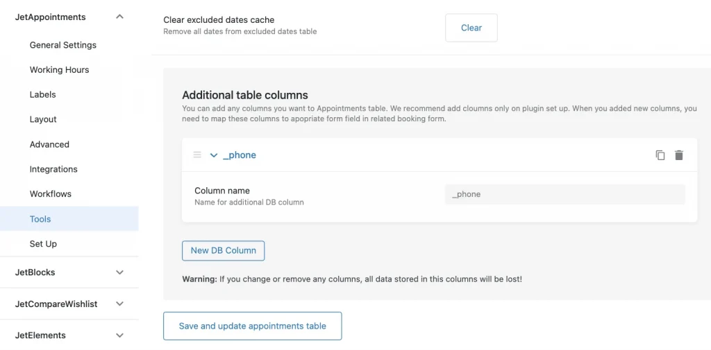 database column for phone number field