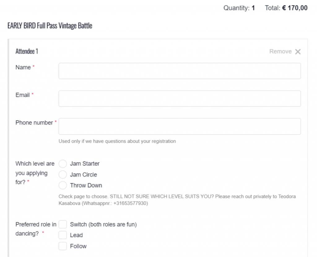 Early Bird Event Registration Form