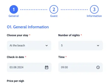 wordpress booking form template