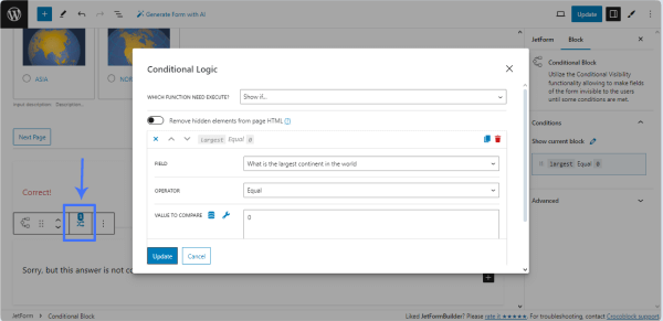 conditional block of jetformbuilder