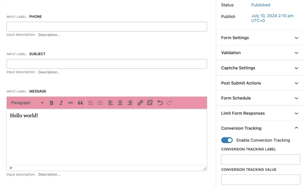 enable conversion tracking