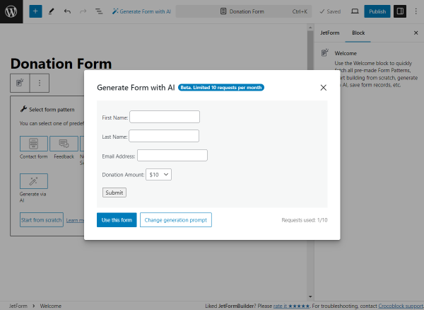 generated form preview