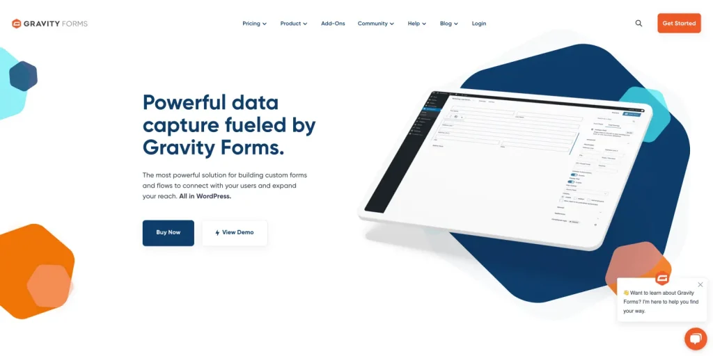 gravity forms plugin website homepage