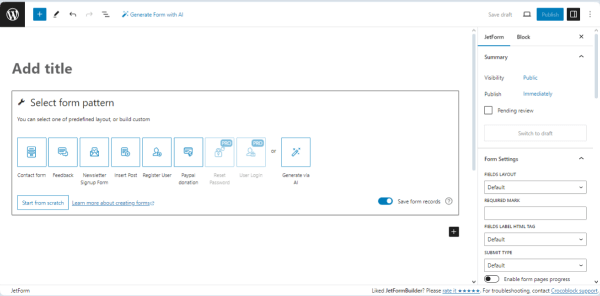 jetformbuilder default form