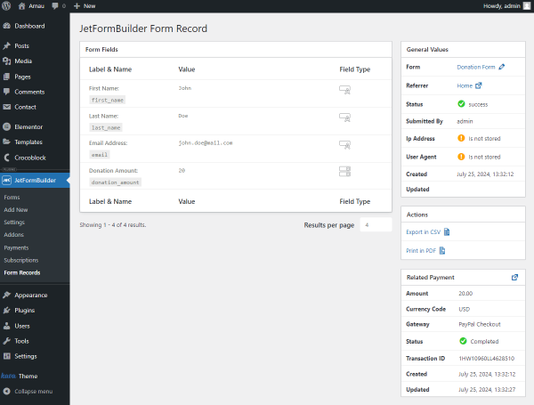 jetformbuilder form record details