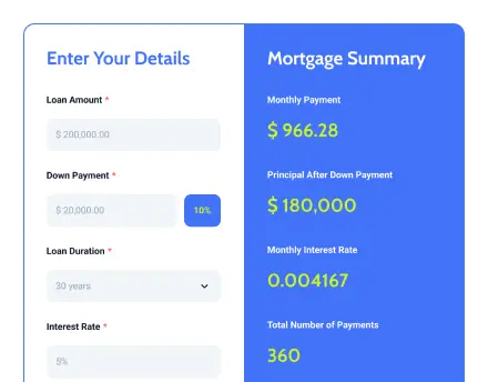 mortgage calculator form template