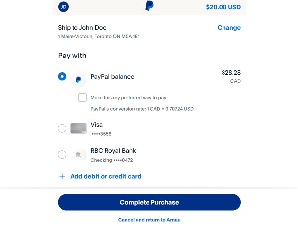 one-time transaction in paypal