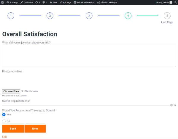 overall satisfaction section of the evaluation form