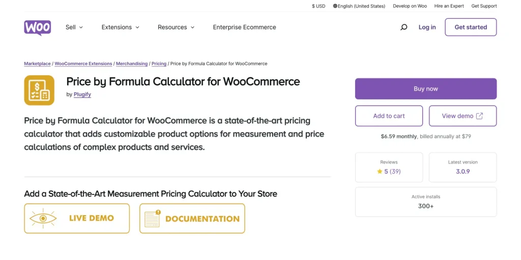 woocommerce product price calculator plugin website homepage