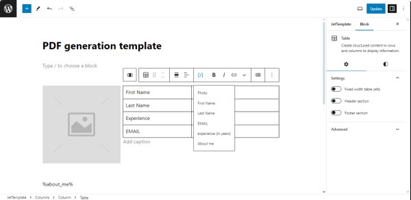 jetformbuilder template