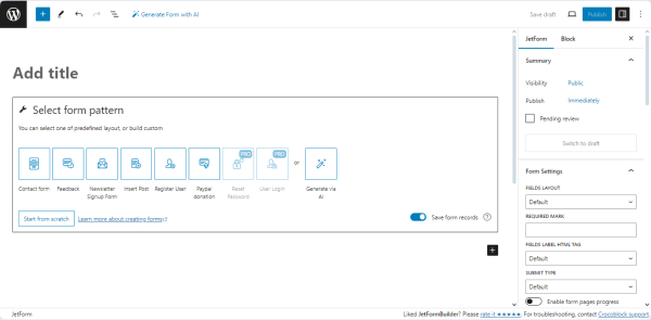 jetformbuilder default form