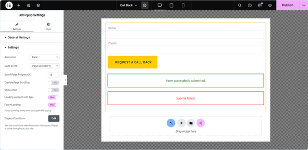  jetpopup settings