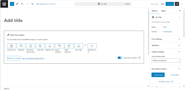 the jetformbuilder default form