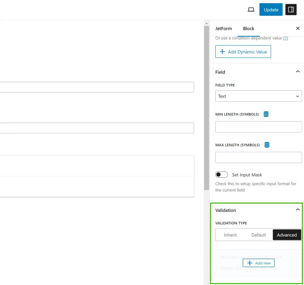 advanced field validation WP